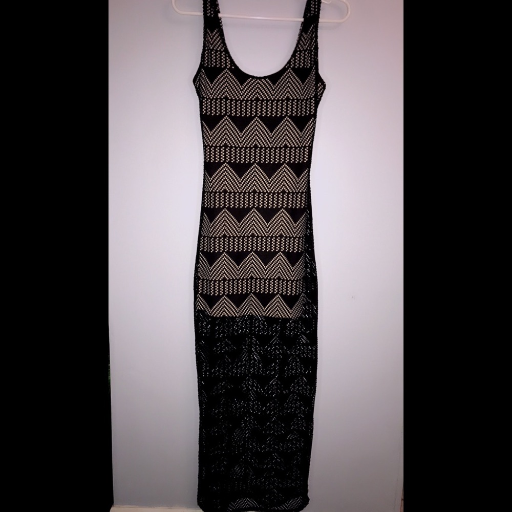 Long Black & Nude Cocktail Dress